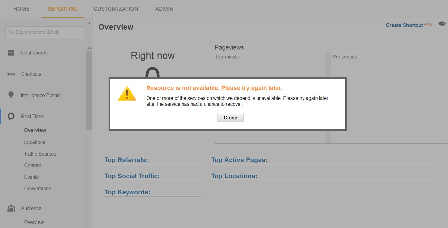 Google Analytics Realtime Goes Down Worldwide, Fix Coming Soon