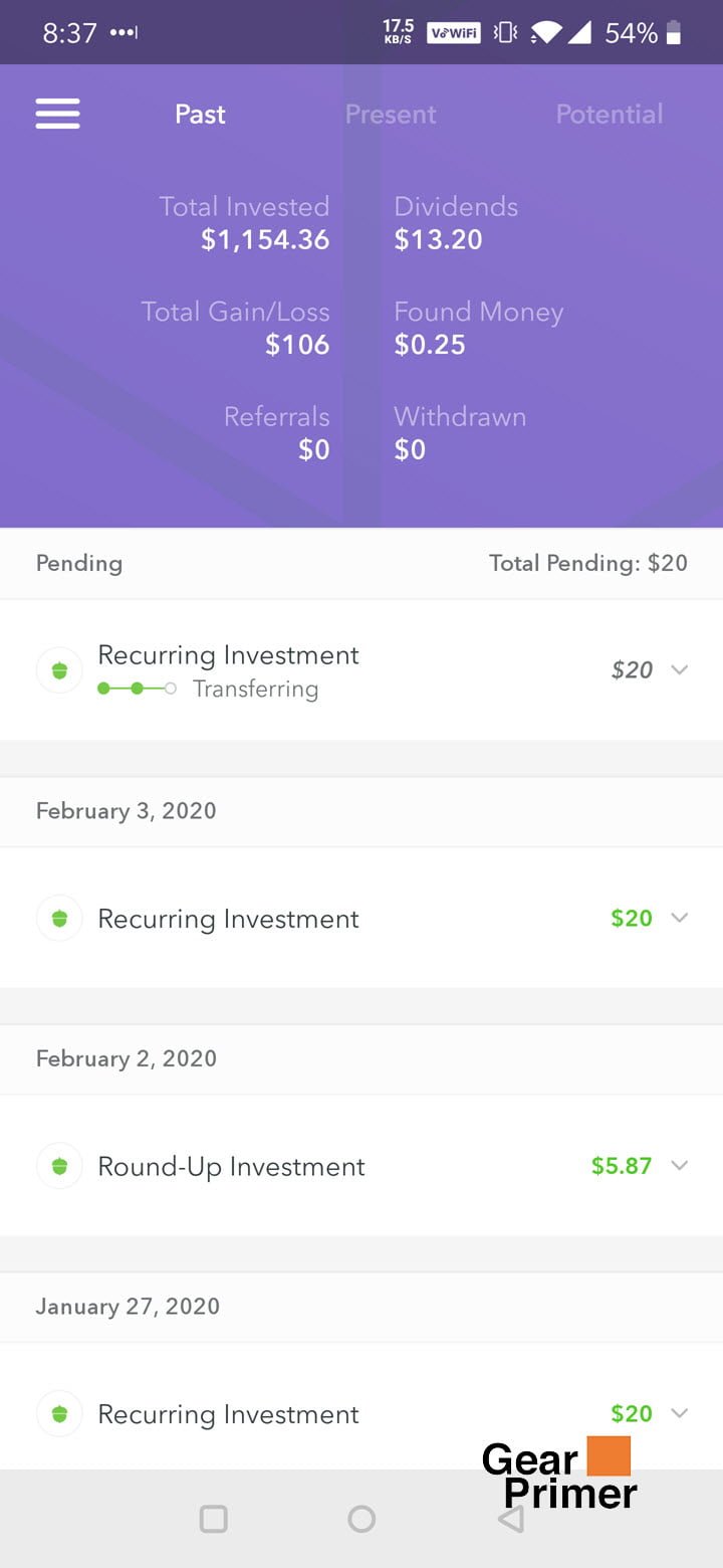 Acorns Review: One Year Investment Results 4