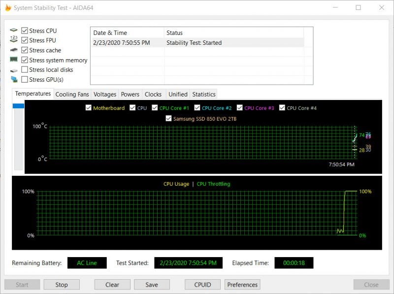 AIDA64 System Stability Test