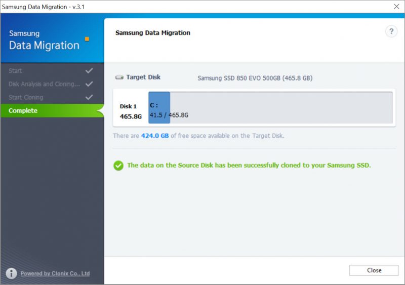 Migrate Windows 10 to SSD Using Samsung Data Migration Software 4