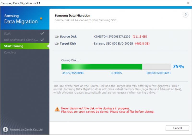 Migrate Windows 10 to SSD Using Samsung Data Migration Software 3