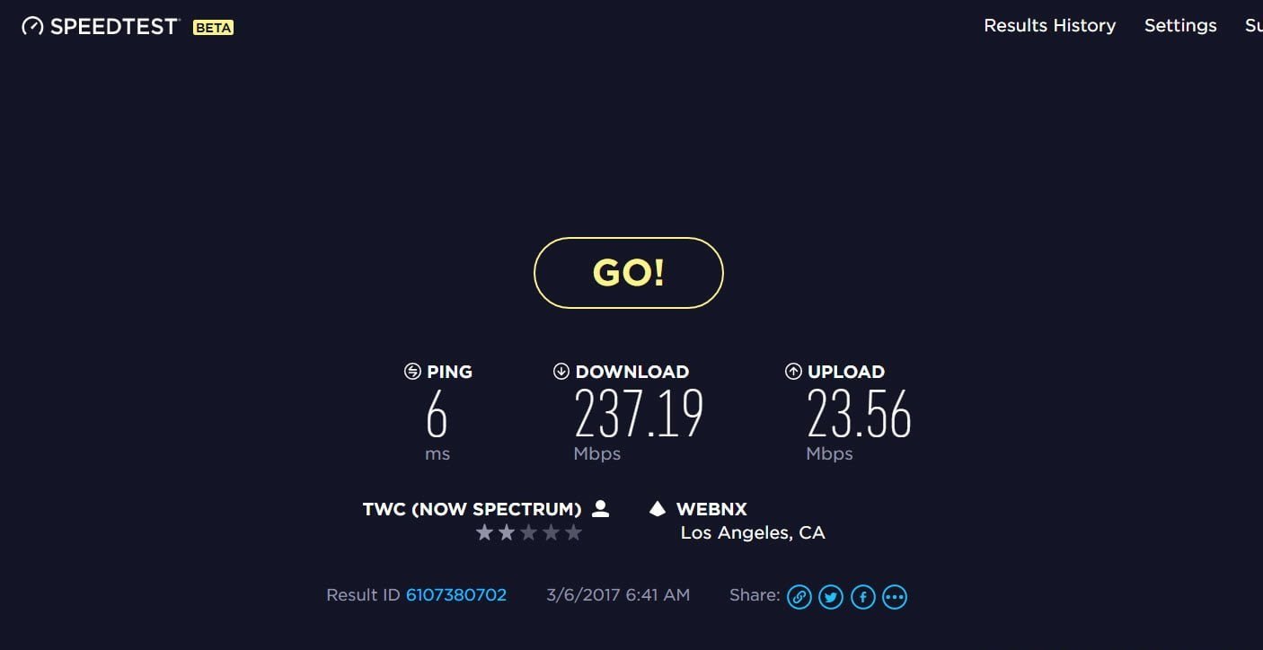 what are good internet speed test results